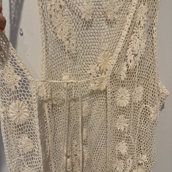 Crochet Lace Womens 2 Piece Tank and Overlay Boho Floral Festival Cover Up Top‎ - Picture 10 of 10